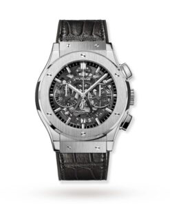 Hublot Classic Fusion Men Automatic Skeleton Leather Watch 525.NX.0170.LR