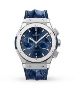 Hublot Classic Fusion Men Automatic Blue Alligator Watch 521.NX.7170.LR