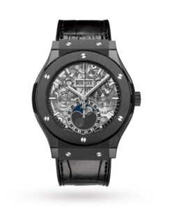 Hublot Classic Fusion Men Automatic Skeleton Leather Watch 517.CX.0170.LR