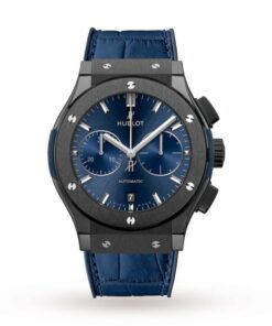 Hublot Classic Fusion Men Automatic Blue Rubber and Alligator Watch 521.CM.7170.LR