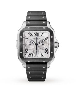 Cartier Santos de Cartier Men Automatic Silver Rubber Watch WSSA0017