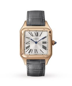 Cartier Santos-Dumont Men Quartz Silver Alligator Watch WGSA0021