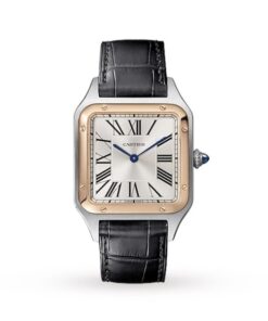 Cartier Santos-Dumont Men Quartz Silver Alligator Watch W2SA0011