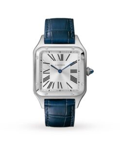 Cartier Santos-Dumont Men Quartz Silver Alligator Watch WSSA0022