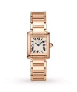Cartier Tank Française Women Quartz Silver 18ct Rose Gold Watch WGTA0029