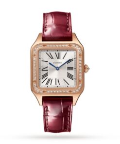 Cartier Santos-Dumont Women Quartz Silver Leather Watch WJSA0017