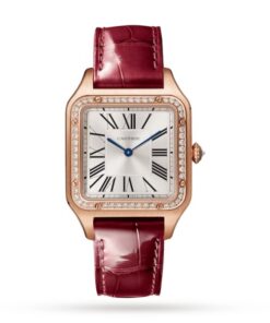 Cartier Santos-Dumont Men Quartz Silver Leather Watch WJSA0016
