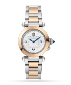 Cartier Pasha de Cartier Women Quartz Silver Stainless Steel & 18ct Rose Gold Watch W2PA0007