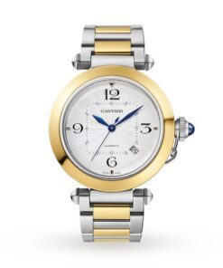 Cartier Pasha de Cartier Men Automatic Silver Stainless Steel & 18ct Yellow Gold Watch W2PA0009