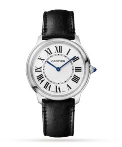 Cartier Ronde Must Men Quartz Silver Calf Watch WSRN0031