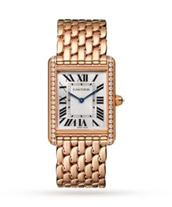 Cartier Tank Louis Cartier Women Automatic Silver 18ct Rose Gold Watch WJTA0021