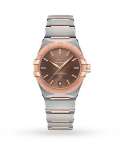 Omega Constellation Men Automatic Brown Stainless Steel & 18ct Gold Watch O13120362013001