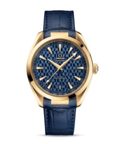 Omega Aquaterra Men Automatic Blue Alligator Watch O52253412103001