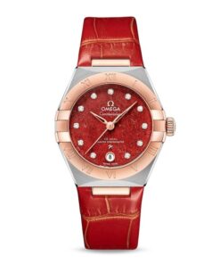 Omega Constellation Women Automatic Red Leather Watch O13123292099002