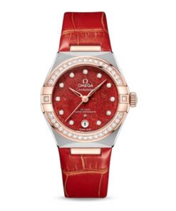 Omega Constellation Women Automatic Red Leather Watch O13128292099002