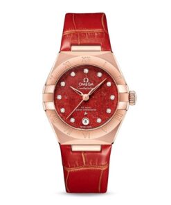 Omega Constellation Women Automatic Red Leather Watch O13153292099003
