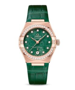 Omega Constellation Women Automatic Green Leather Watch O13158292099004
