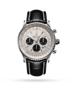 Breitling Navitimer Men Automatic Silver Alligator Watch AB0311211G1P2