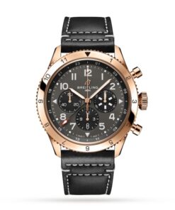 Breitling Aviation Men Automatic Grey Calf Watch RB04451A1B1X1