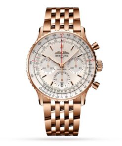 Breitling Navitimer Men Automatic Silver 18ct Rose Gold Watch RB0139211G1R1