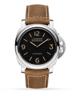 Panerai Luminor Men Automatic Black Scamosciato Brown Watch PAM00914